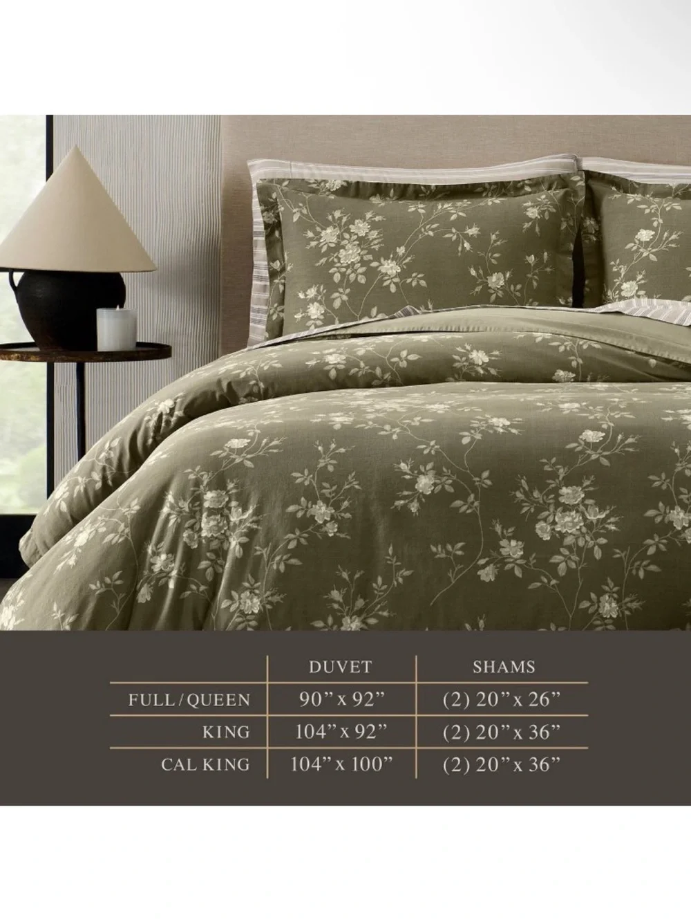 Jeremiah Brent Home 3pc California King Floral 'Palacio' Cotton Duvet Set Green